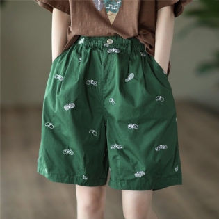 Kvinder Sommer Retro Sommerfugle Broderi Bomuldsshorts