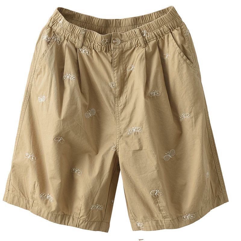 Kvinder Sommer Retro Sommerfugle Broderi Bomuldsshorts