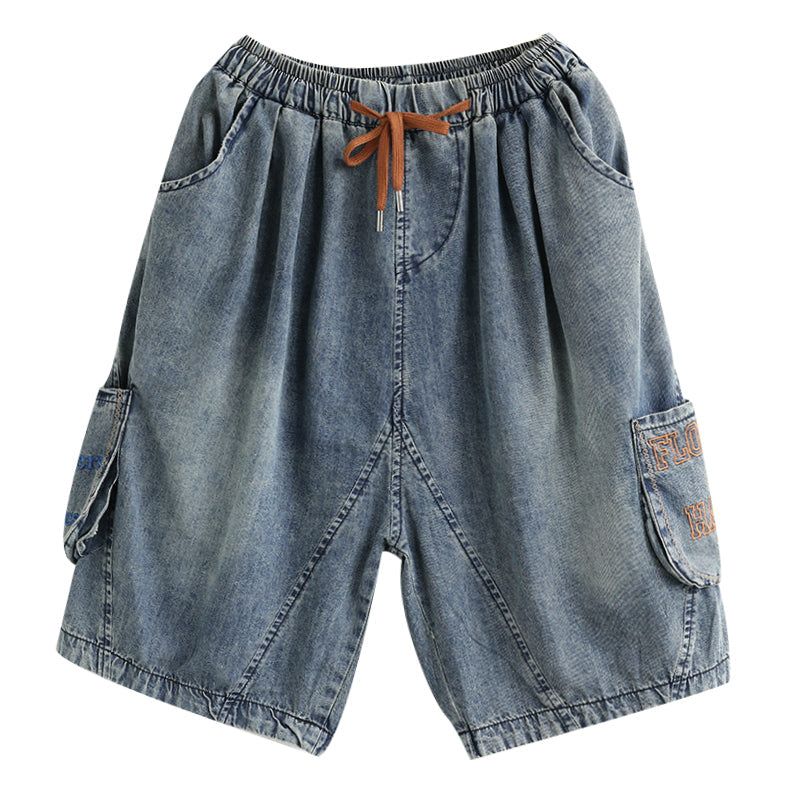 Kvinder Sommer Vintage Broderi Bomuld Denim Shorts