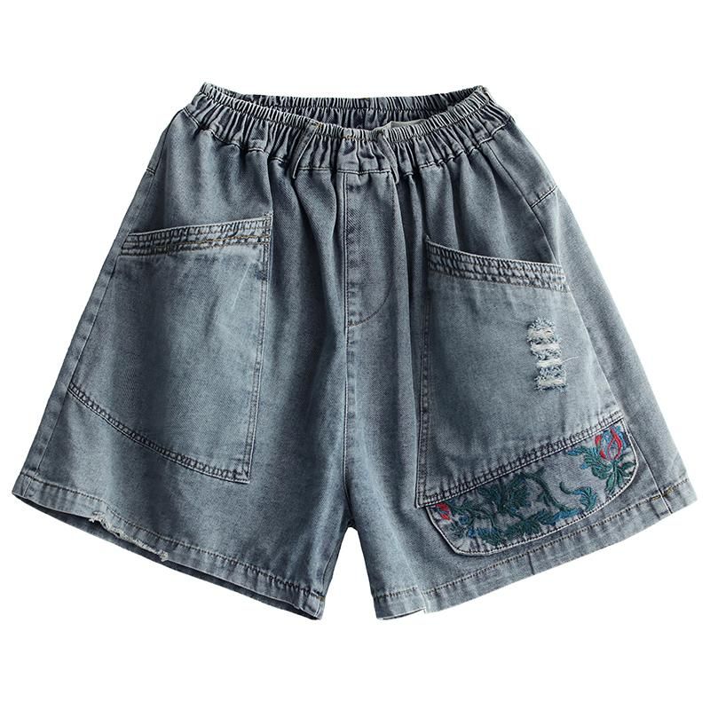 Plus Size Ripped Loose Vintage Denimshorts