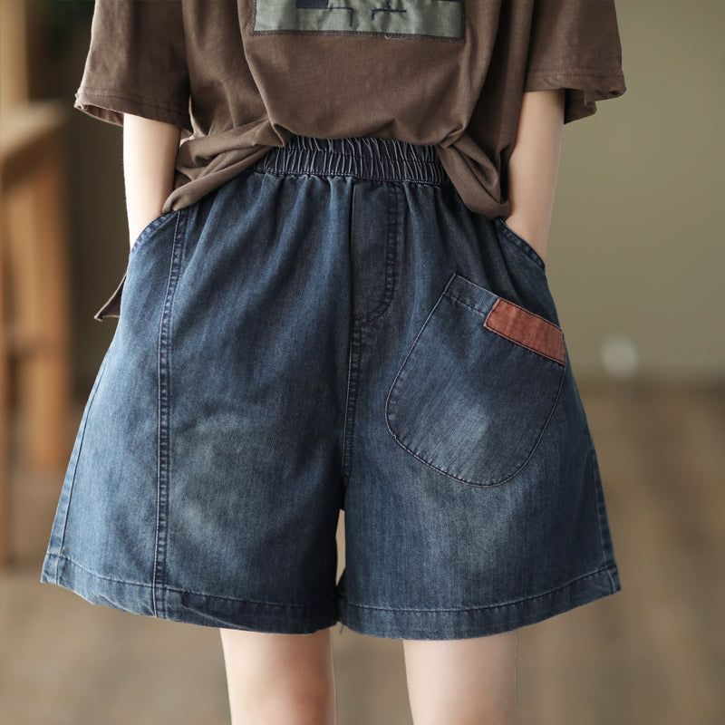 Sommer Kvinder Retro Løse Bomuld Denim Shorts