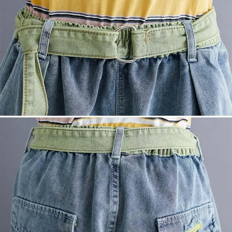 Sommer Løse A-line Bomuld Denim Shorts