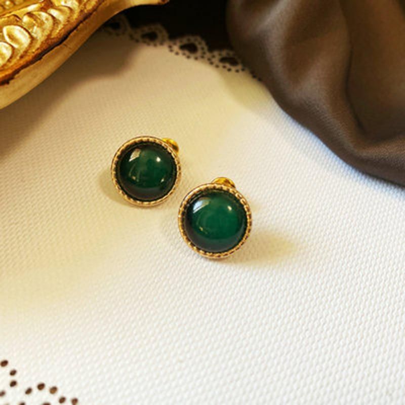 Emerald Vintage Grønne Franske Øreringe