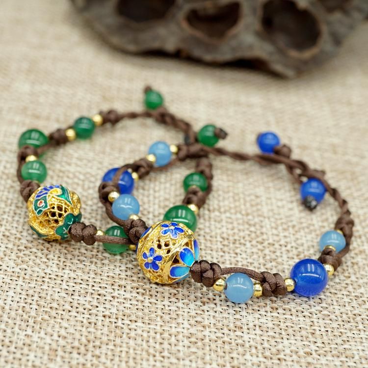 Retro Etnisk Cloisonne Chalcedon Armbånd