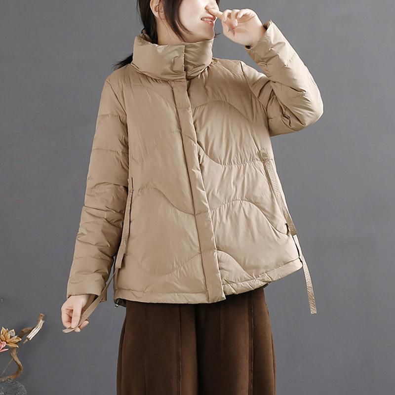 Kvinder Retro Vinter Elegant Stand Krave Down Coat