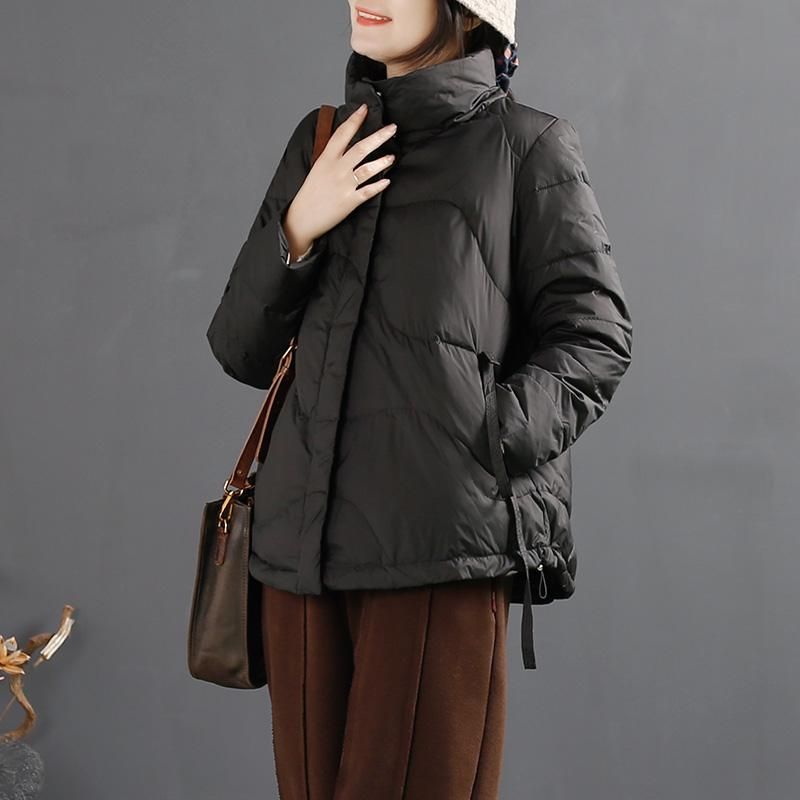 Kvinder Retro Vinter Elegant Stand Krave Down Coat