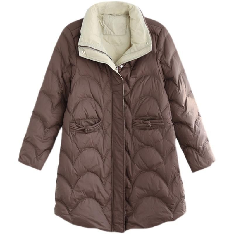 Vinter Løs Retro Stand Krave Duck Down Coat