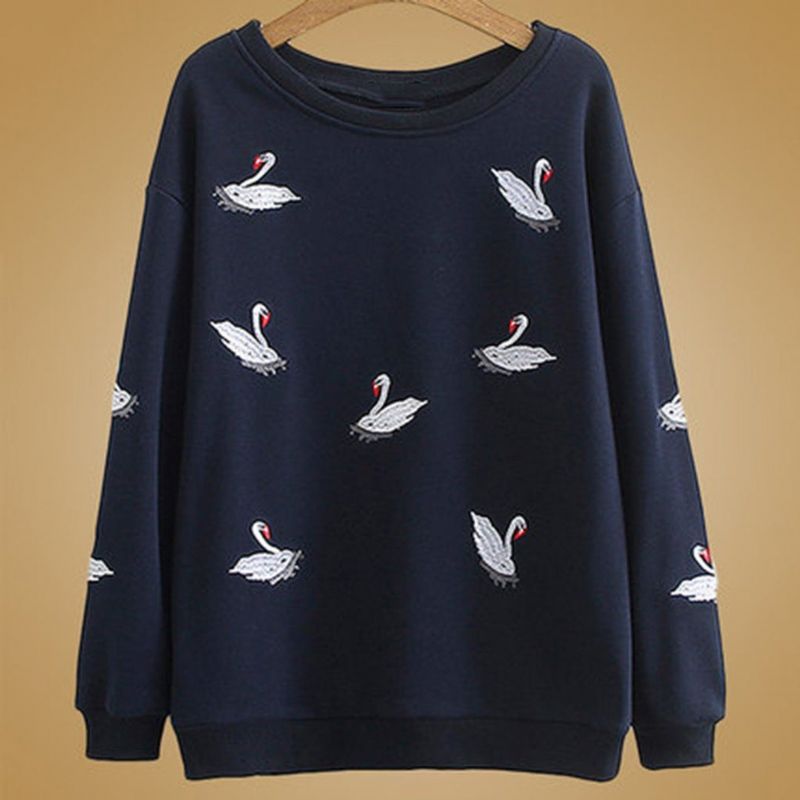 Autumn Crane Broderi Løs Sweatshirt