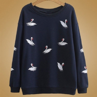 Autumn Crane Broderi Løs Sweatshirt