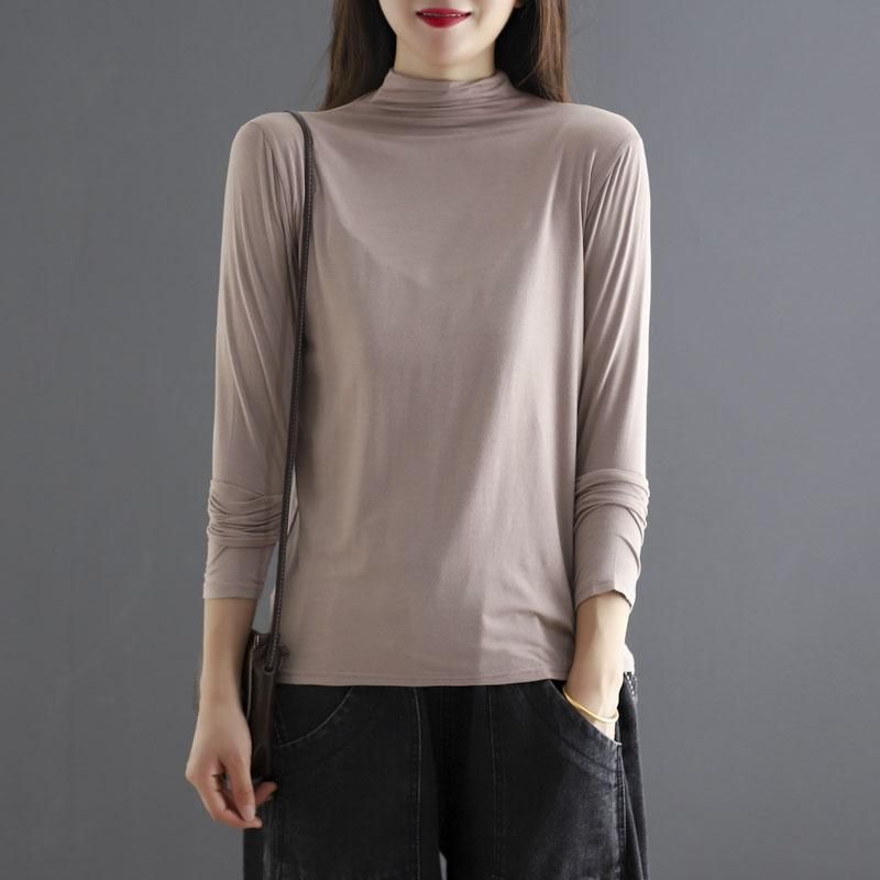 Autumn Turtleneck Bomuld Elastisk Langærmet T-shirt