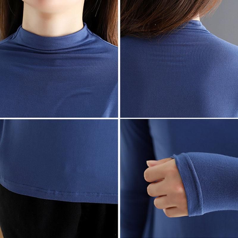 Autumn Turtleneck Bomuld Elastisk Langærmet T-shirt