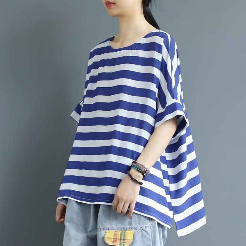 Bomuld Lin Loose Stripe T-shirt