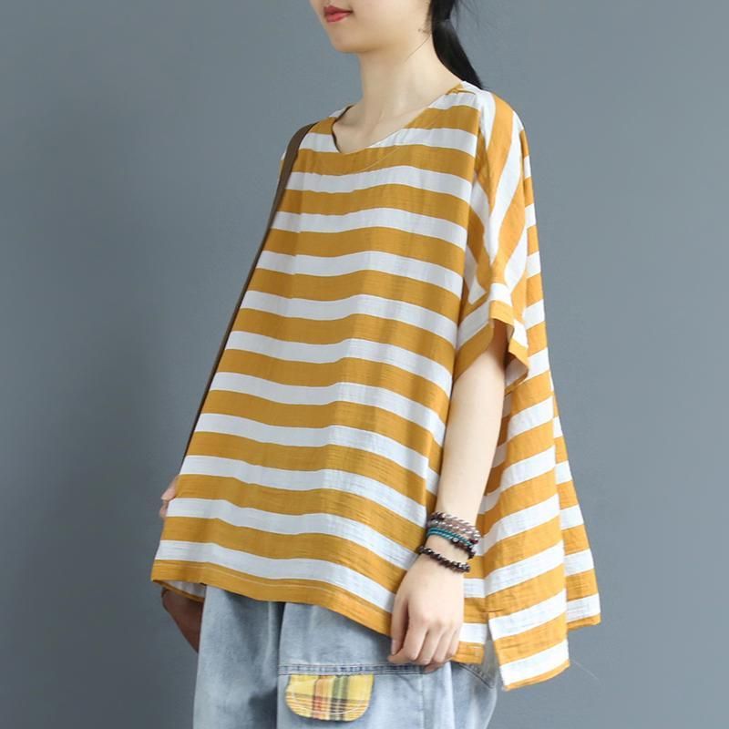 Bomuld Lin Loose Stripe T-shirt