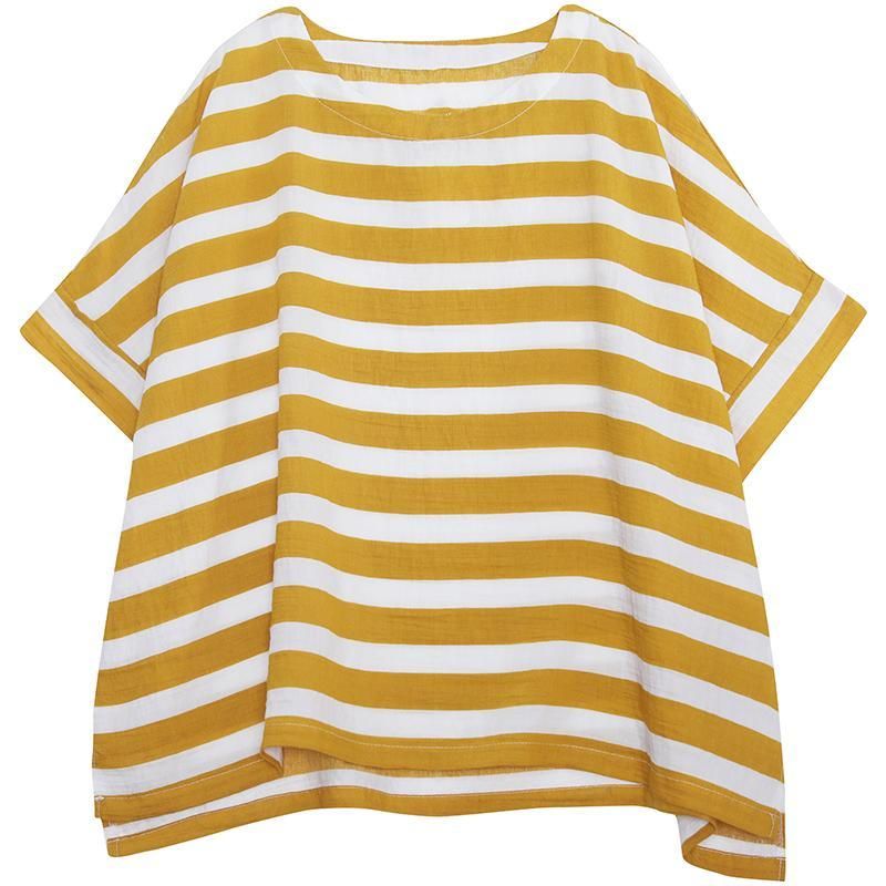 Bomuld Lin Loose Stripe T-shirt