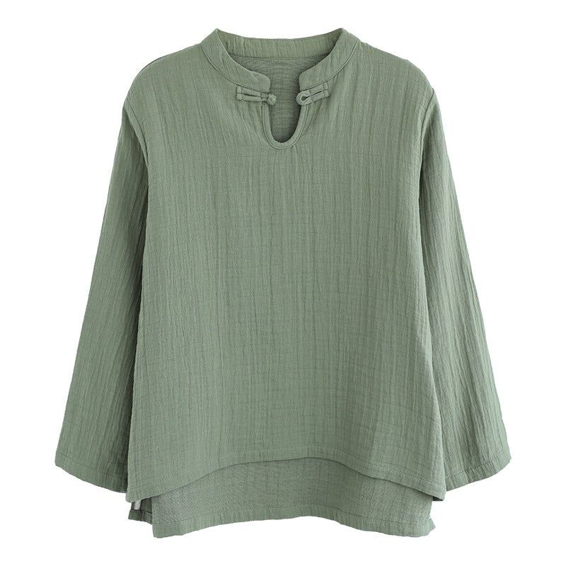 Etnisk Retro Spring Bomuld Linned Pullover Bluse