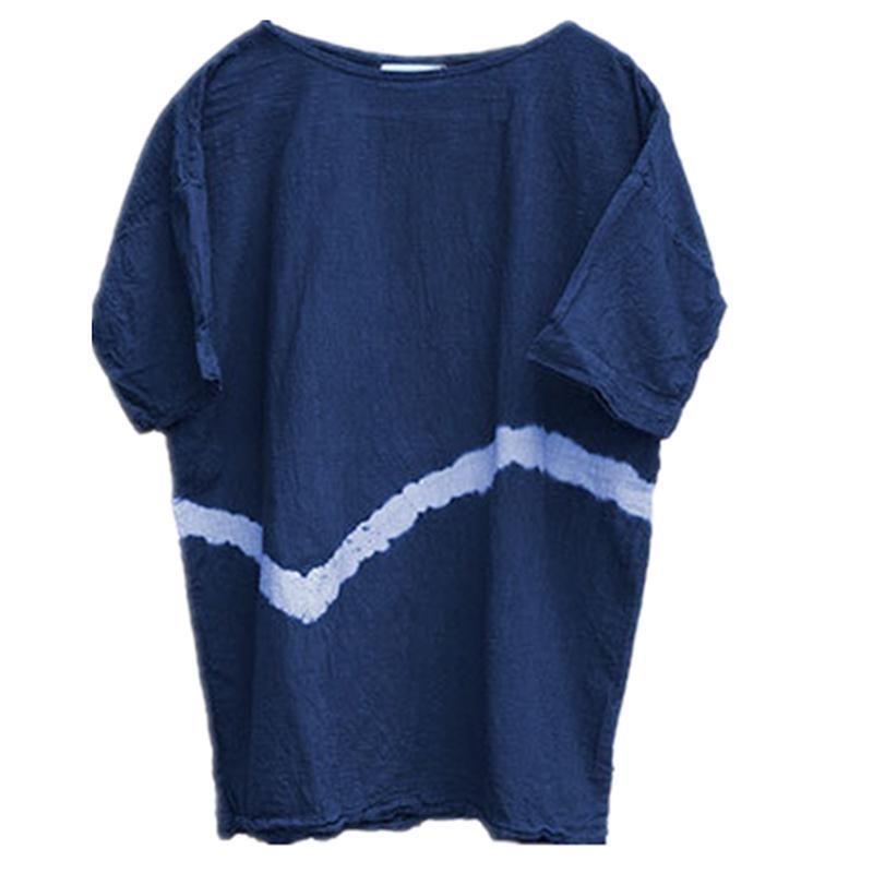 Kvinder Casual Løs Bomuld Linned Tie Dye Bluse