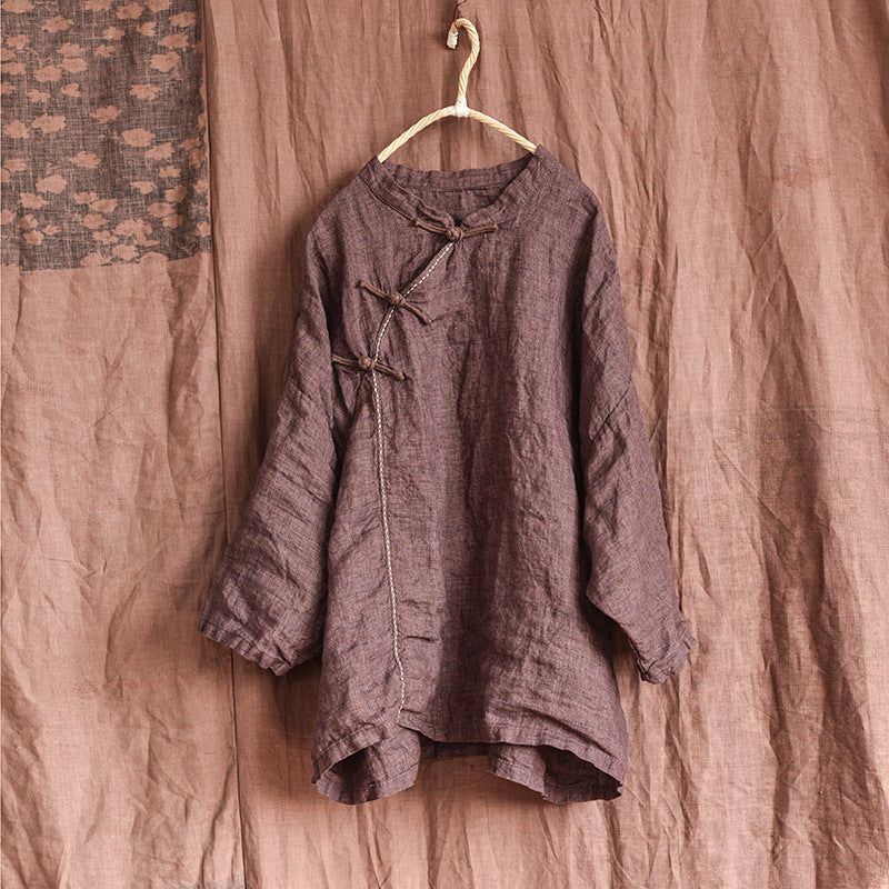 Kvinder Forår Efterår Linen Vintage Pullover Bluse