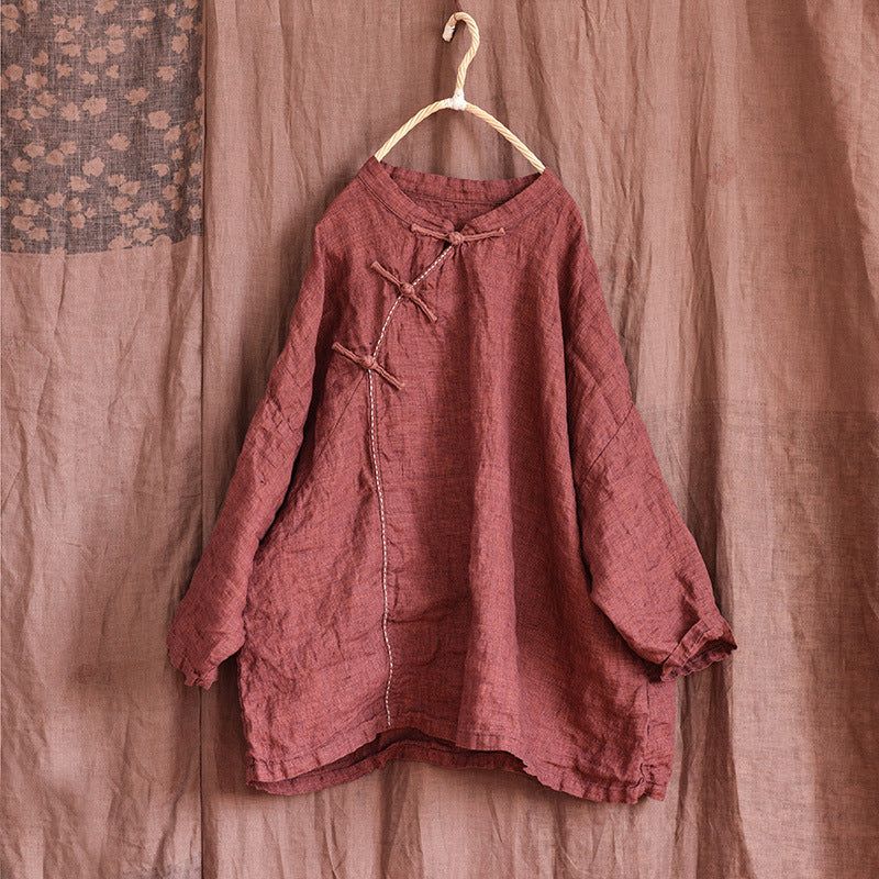 Kvinder Forår Efterår Linen Vintage Pullover Bluse