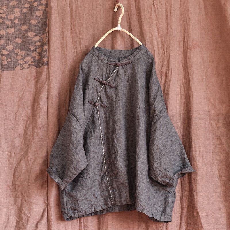 Kvinder Forår Efterår Linen Vintage Pullover Bluse