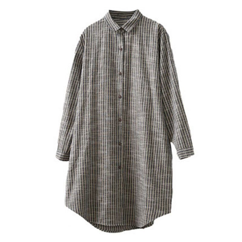 Kvinder Loose Causal Stripes Linnedskjorte