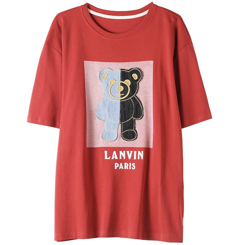 Kvinder Sommer Cartoon Bear Bomuld T-shirt