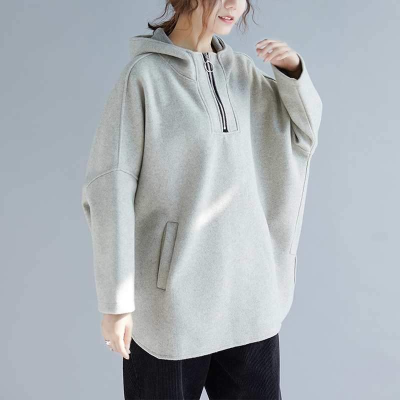 Løs Bomuldsfleece Casual Hættetrøje Sweatshirt