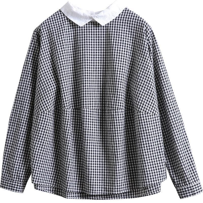 Løse Rygknapper Plaid Dame Bomuldsbluse