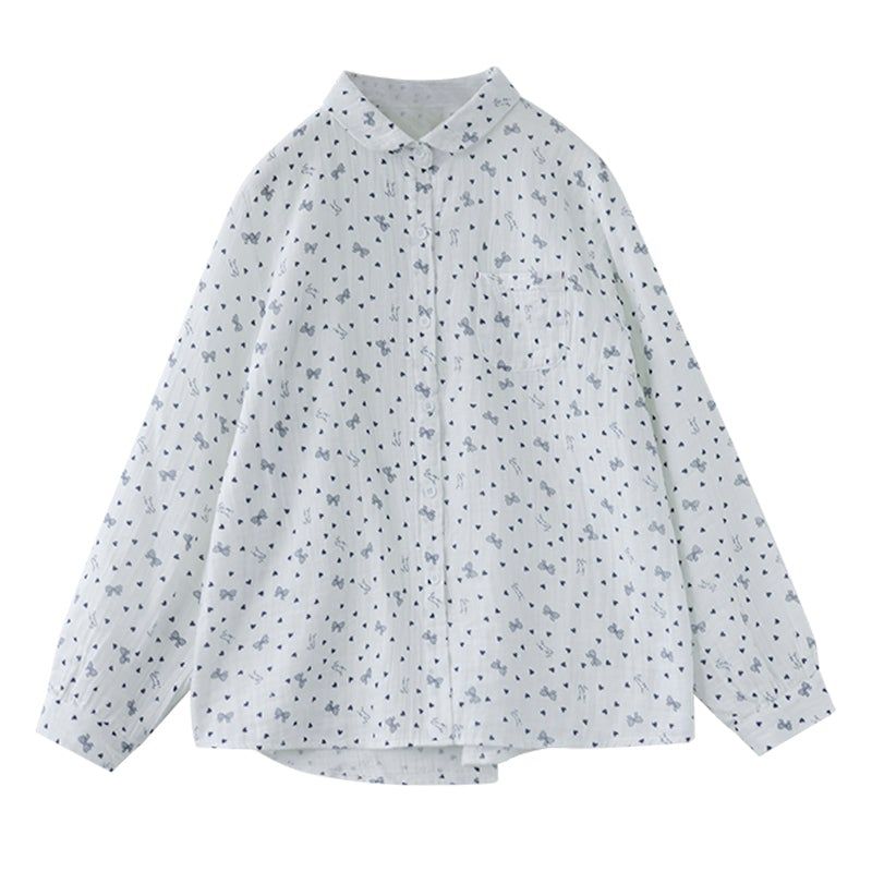 Spring Loose Retro Casual Langærmet Blomsterbluse