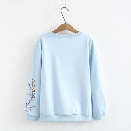 Tidligt Efterår Broderi Løs Casual Sweatshirt