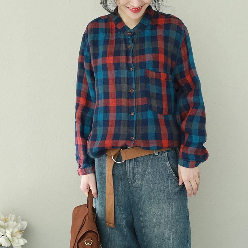 Vintage Linned Plaid Skjorte