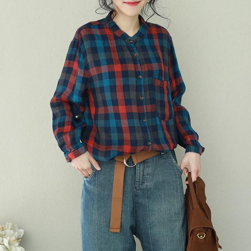 Vintage Linned Plaid Skjorte