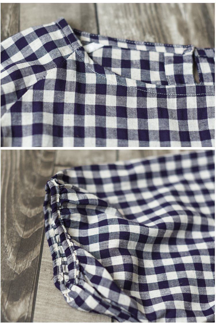 Vintage Vævet Plaid Linned Skjorte