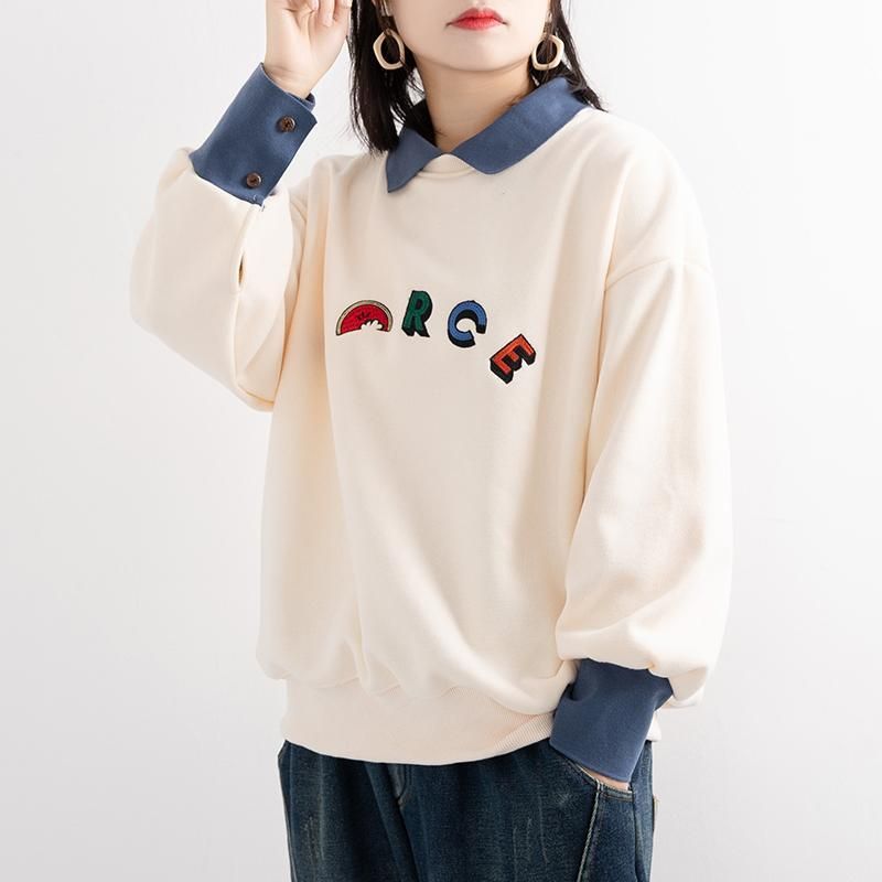 Fløjlsbroderi Casual Sweatshirt