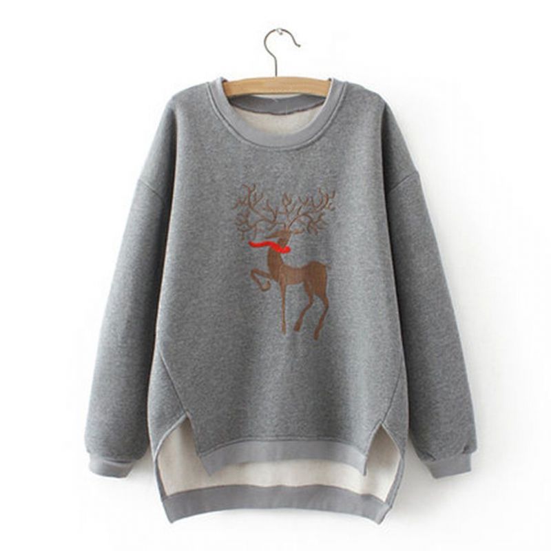 Høj Lav Casual Loose Printed Fleece Sweatshirt