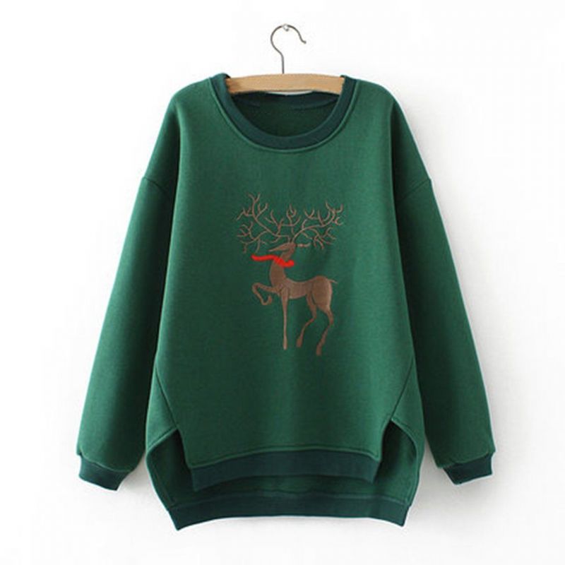 Høj Lav Casual Loose Printed Fleece Sweatshirt