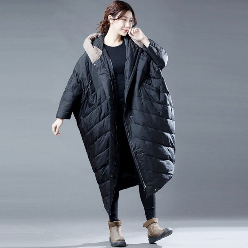 Batwing Sleeve Vinter Hooded Down Coat