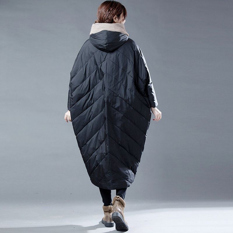 Batwing Sleeve Vinter Hooded Down Coat