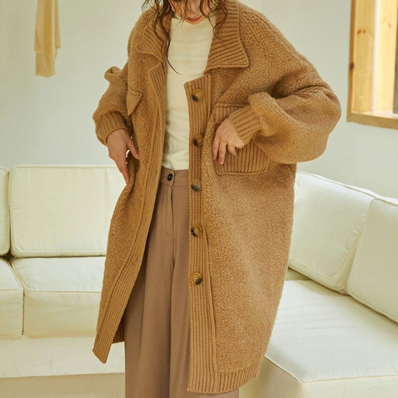 Dame Fleece Strikket Stitching Lazy Coat