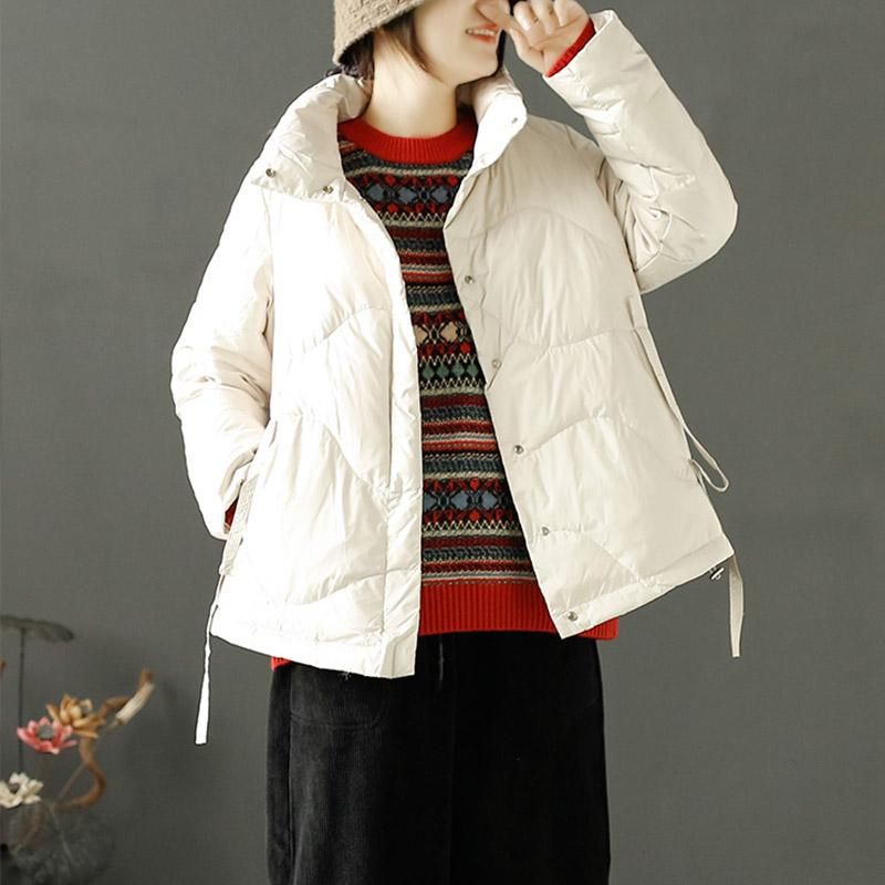 Dame Retro Vinter Elegant Stand Collar Down Coat