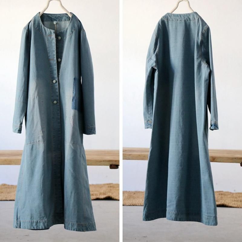 Forårs Litterært Flosset Løs Trench Coat