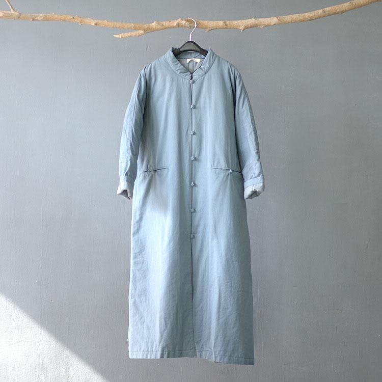 Kinesisk Retro Standkrave Tyk Trench Coat