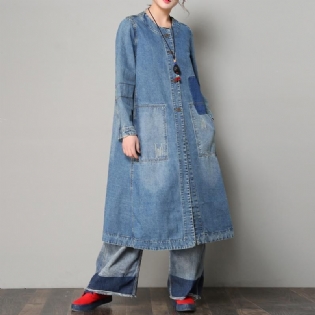 Løs Casual Denim Frakke Til Damer