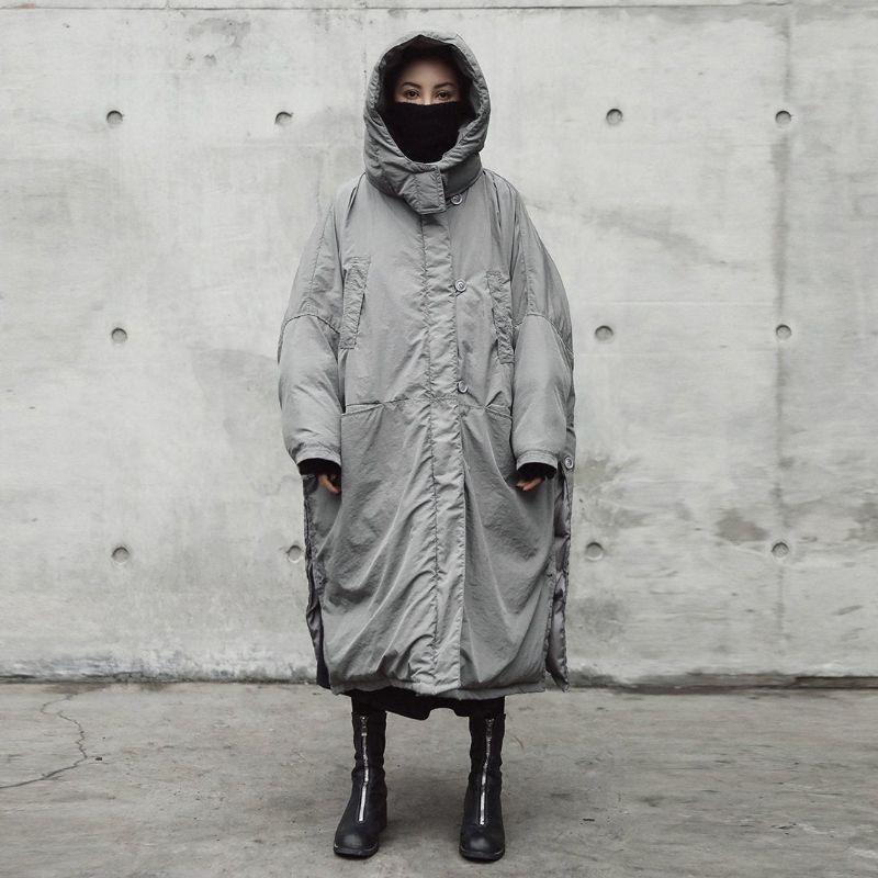 Oversize Løs Solid Quiltet Slid Hooded Coat