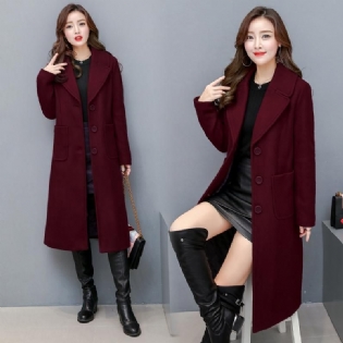 Plus Size V-hals Elegant Woolen Coat