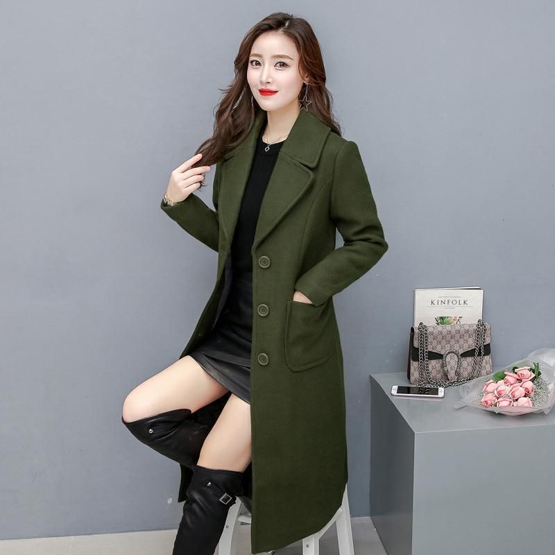 Plus Size V-hals Elegant Woolen Coat