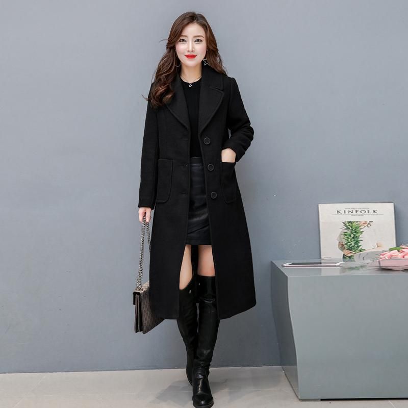 Plus Size V-hals Elegant Woolen Coat