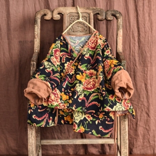 Retro Floral Dame Spring Cotton Coat