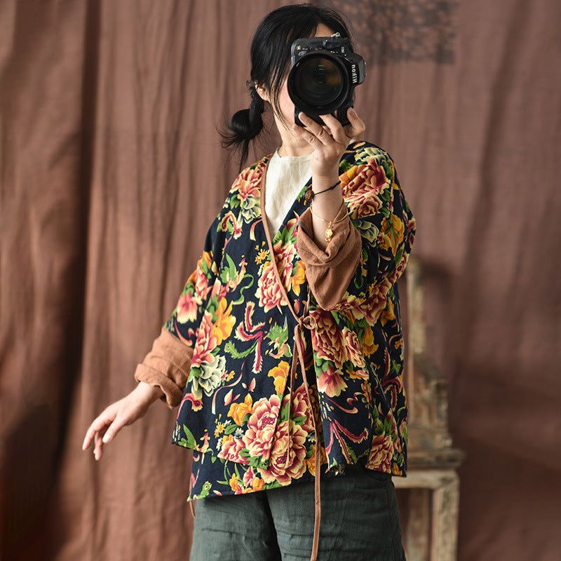 Retro Floral Dame Spring Cotton Coat