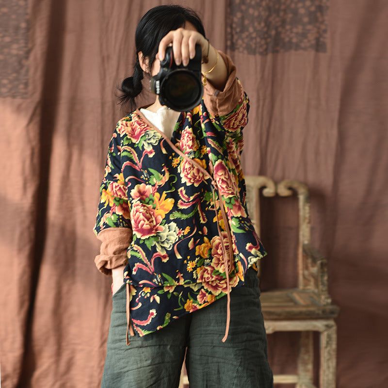 Retro Floral Dame Spring Cotton Coat