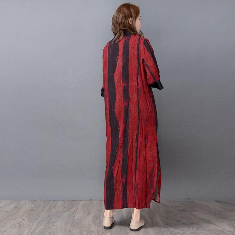 Silke Retro Vertical Stripe Cardigan Loose Coat